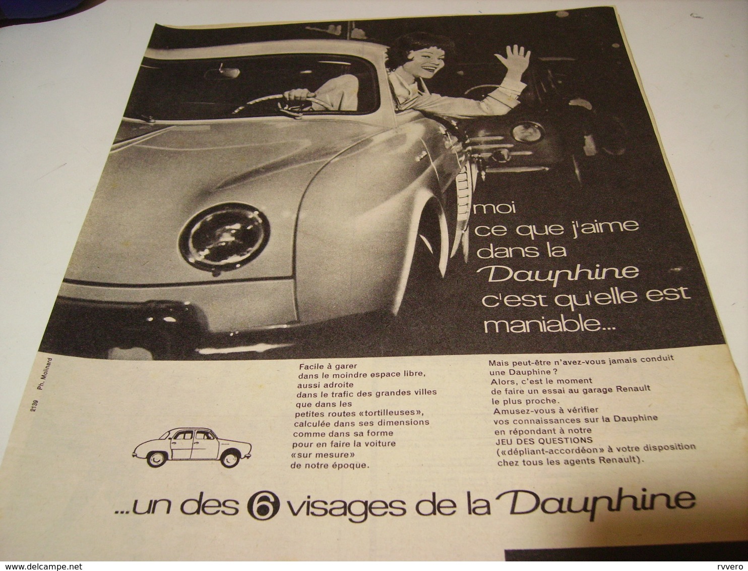 ANCIENNE PUBLICITE MANIABLE VOITURE DAUPHINE  RENAULT 1961 - Voitures