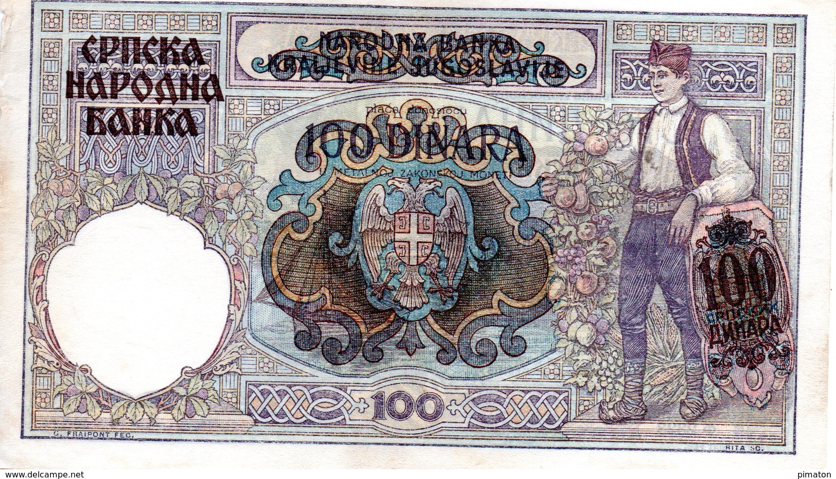 100 DINARA ( 1941 ) - Tchécoslovaquie