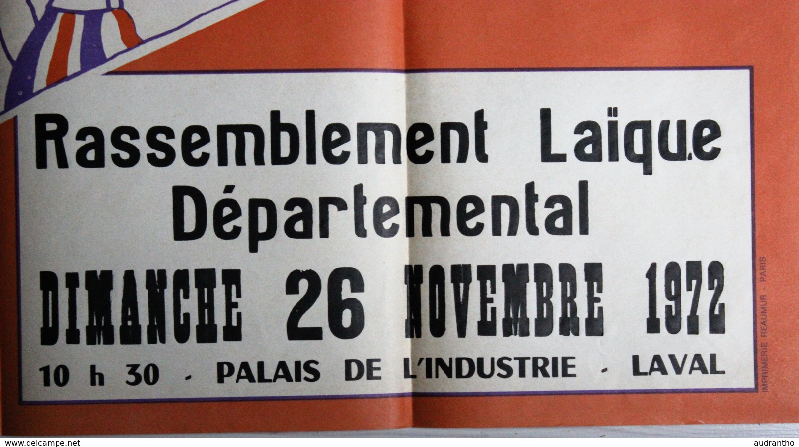 Rare Grande Affiche 1972 école Illustrateur Jean Effel Colloque Du CNAL Laval Comité National D'action Laïque - Plakate