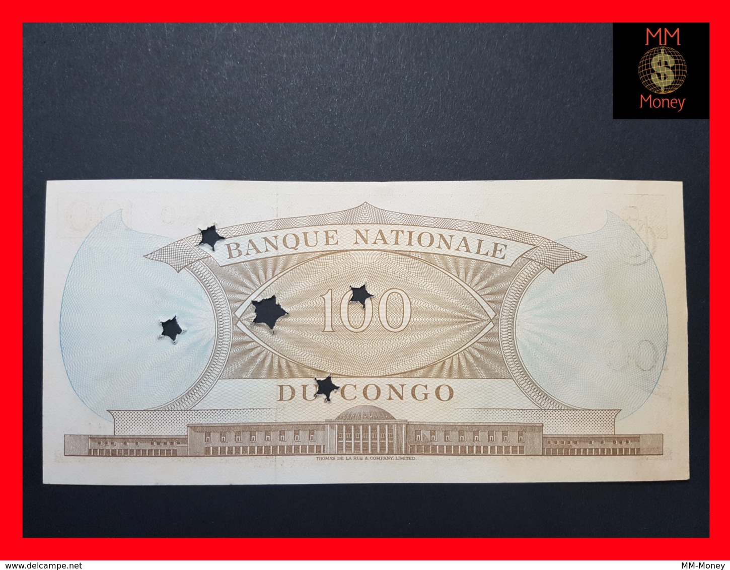 CONGO DEMOCRATIC REPUBLIC D R 100 Francs 1.8.1964  P. 6 A Perforate 5 Star UNC - Repubblica Democratica Del Congo & Zaire