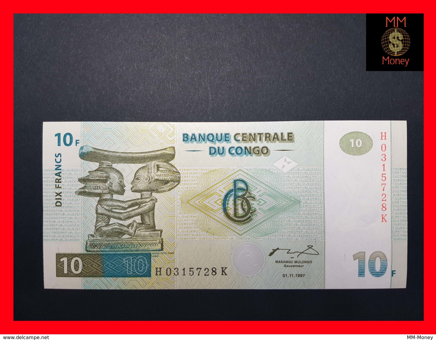 CONGO Democratic Republic  10 Francs 1.11.1997 P. 87 B  "printer  HDMZ"   UNC - République Démocratique Du Congo & Zaïre