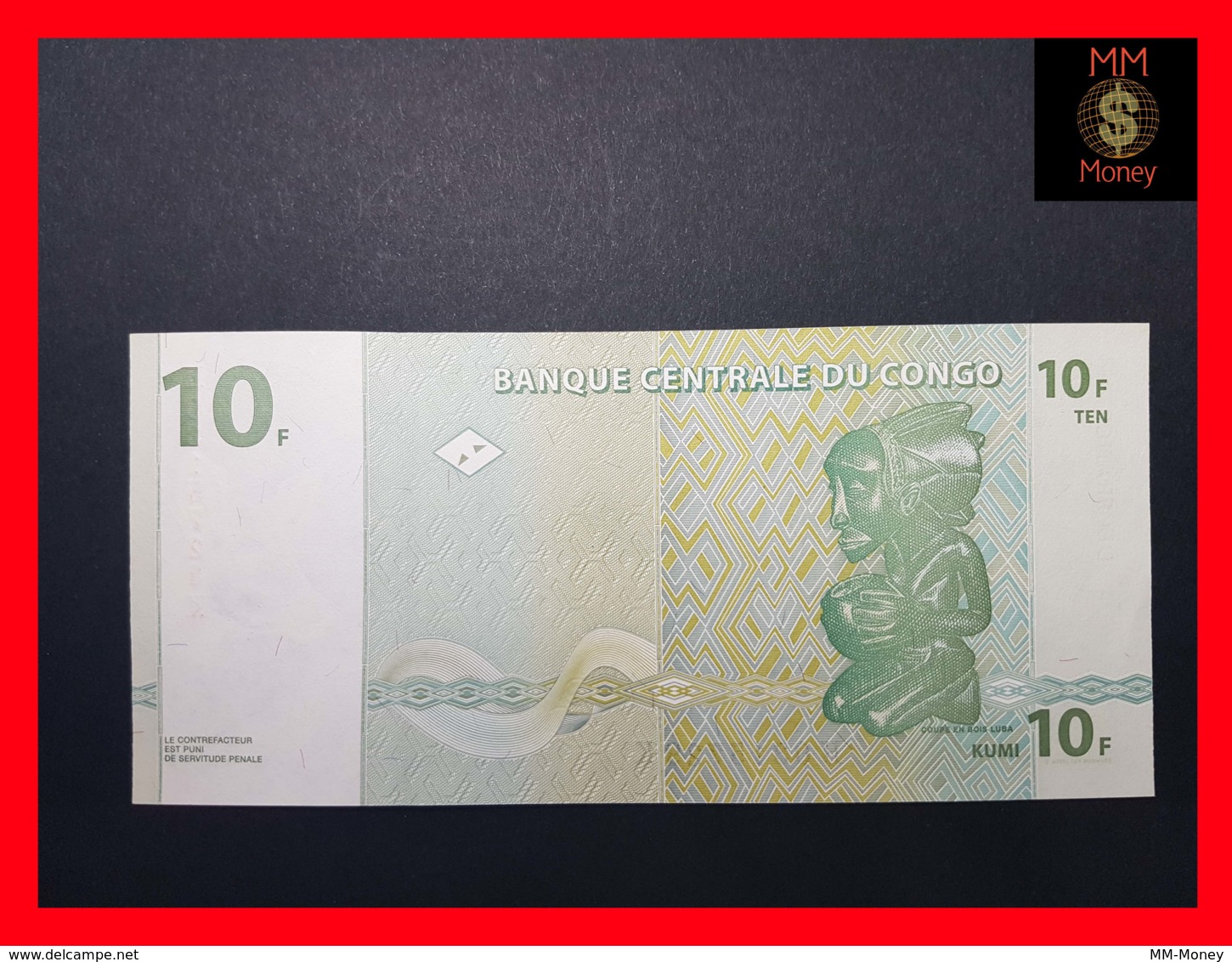 CONGO Democratic Republic  10 Francs 1.11.1997 P. 87 B  "printer  HDMZ"   UNC - Demokratische Republik Kongo & Zaire