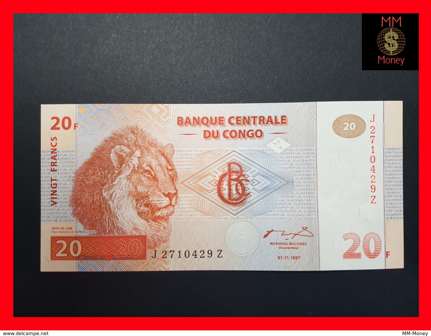CONGO DEMOCRATIC REPUBLIC D R 20 Francs 1.11.1997 P. 88 A  UNC  REPLACEMENT  “Z” - République Démocratique Du Congo & Zaïre