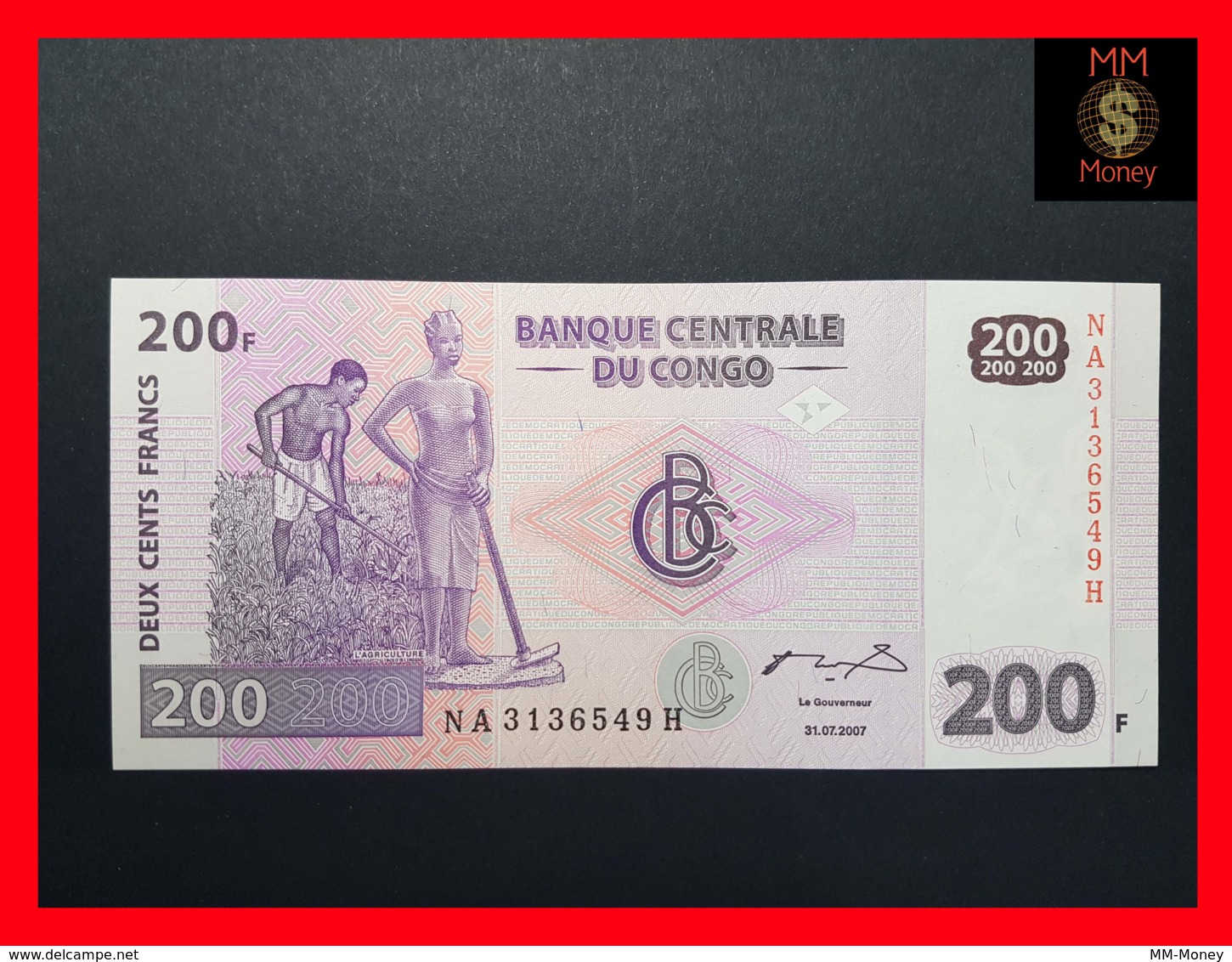 CONGO DEMOCRATIC REPUBLIC D R 200 Francs 31.7.2007 P. 99  UNC - République Démocratique Du Congo & Zaïre