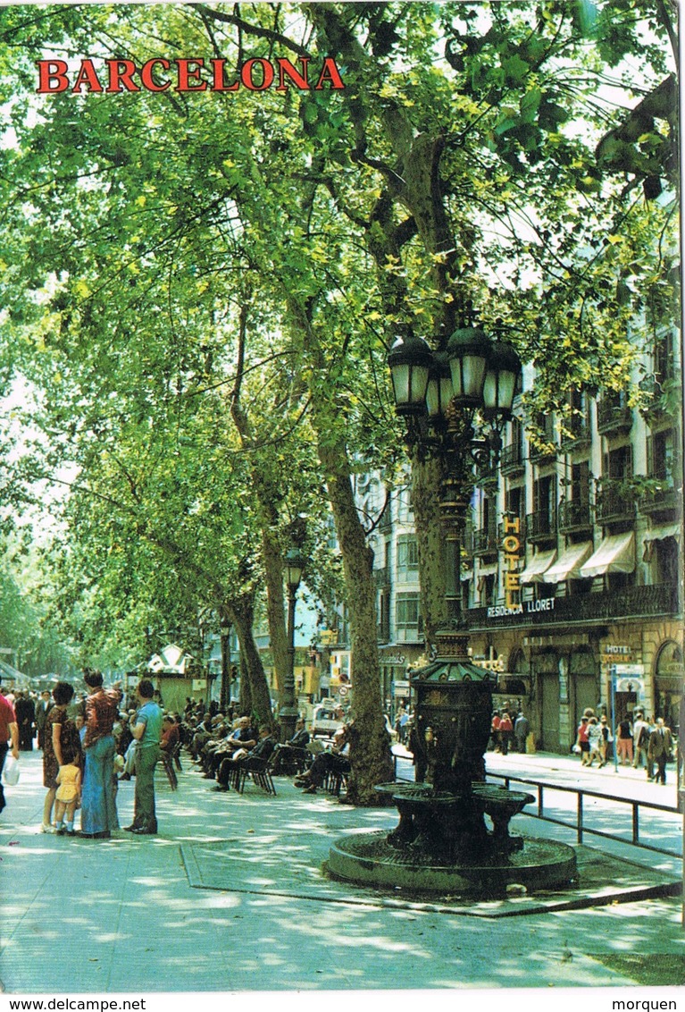 30623. Postal BADALONA (Barcelona) 1985. Fuente Canaletas De Las RAMBLAS - Cartas & Documentos