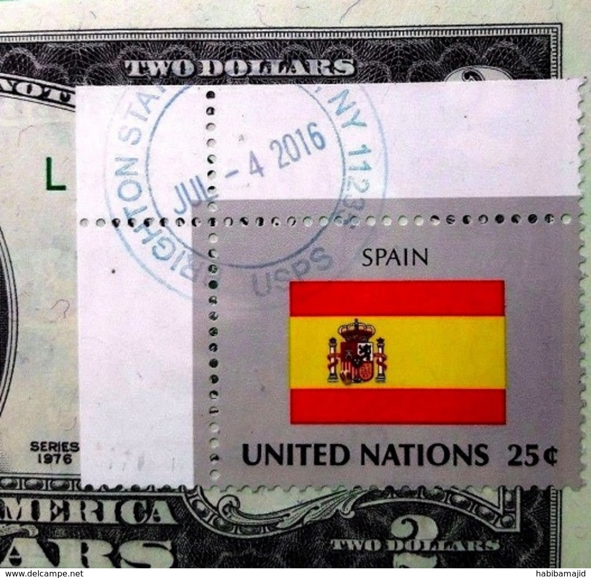 USA : Billet De 2 $ 1976 San Francisco Et Timbre Annuler Drapeau Espagne GEM NC - Collezioni