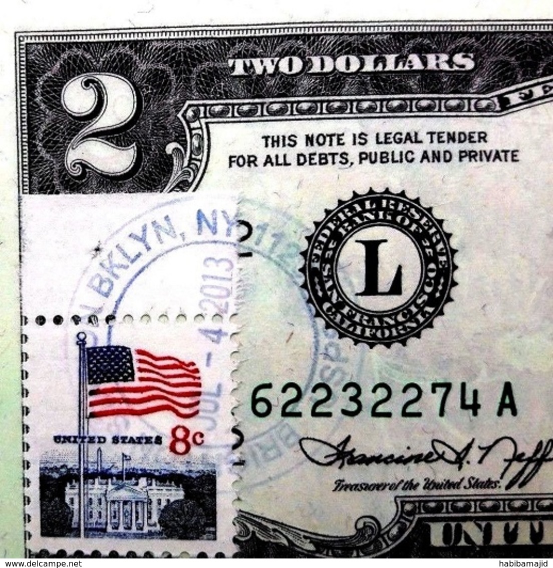 USA : Billet De 2 $ 1976 San Francisco Et Timbre Annuler Drapeau Espagne GEM NC - Verzamelingen