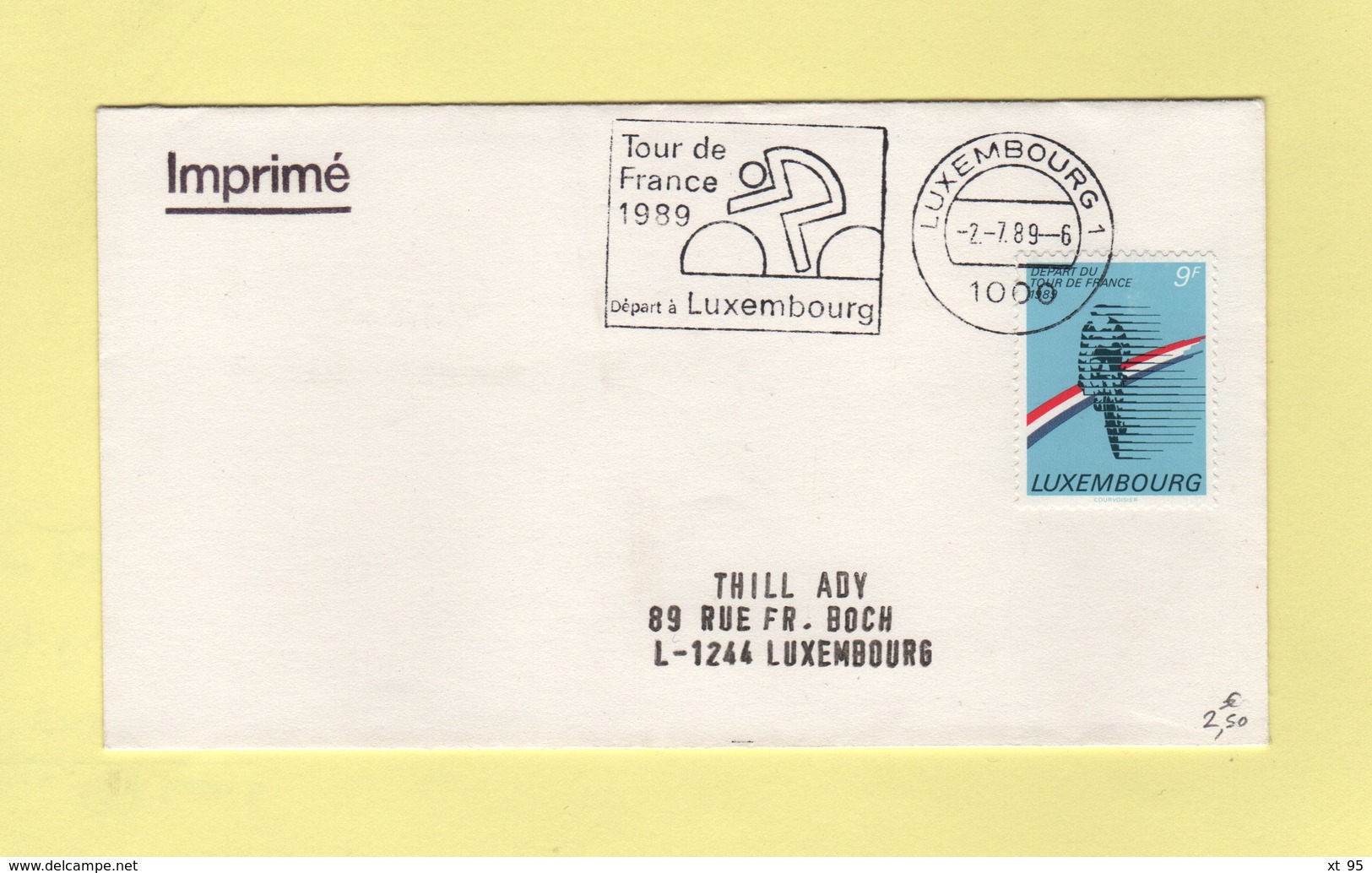 Tour De France 1989 - Depart A Luxembourg - 2-7-1989 - Storia Postale