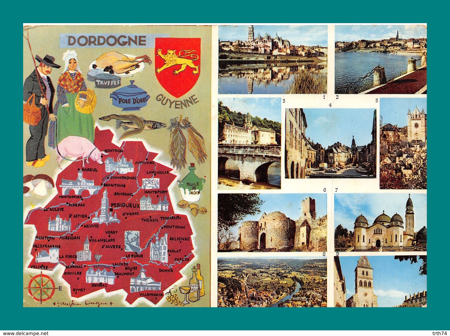 24 Dordogne Carte Géographique ( Champignons, Funghi, Cepes, Noix, Truffes, Cochon Qui Cherche La Truffe Cavage ) - Altri & Non Classificati