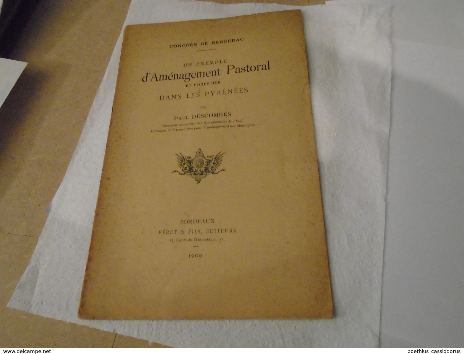 UN EXEMPLE D'AMENAGEMENT PASTORAL ET FORESTIER DANS LES PYRENEES  Par PAUL DESCOMBES  1906 - Midi-Pyrénées
