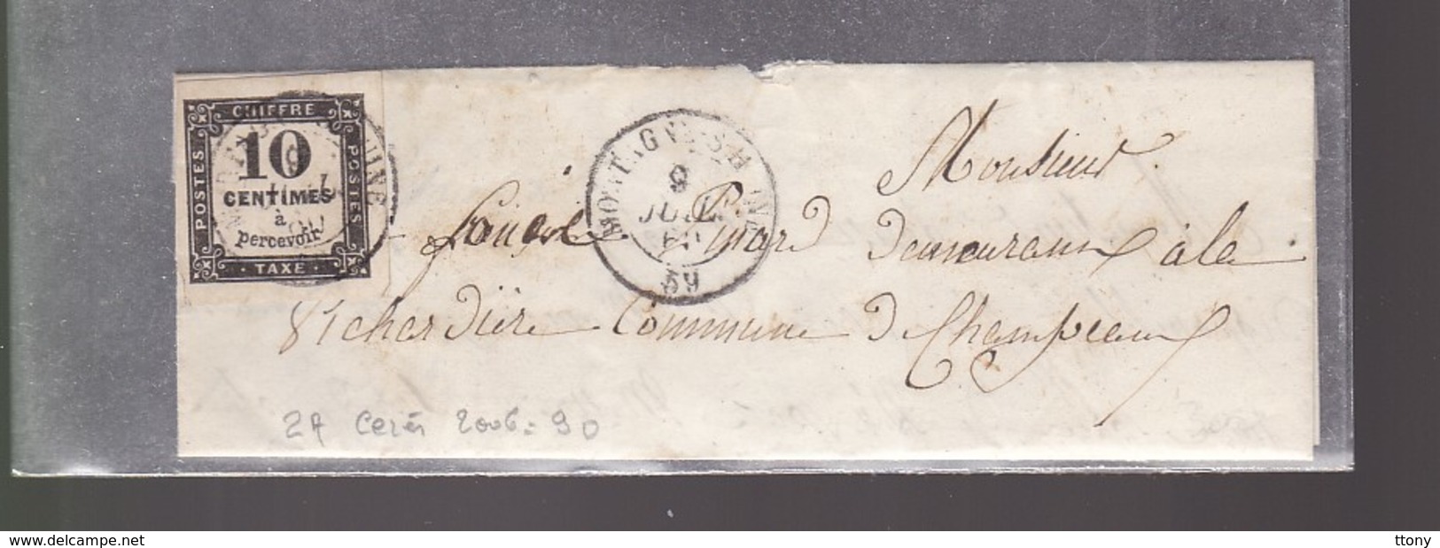 Un Timbre Taxe  10 Centimes à Percevoir      Sur Lettre - 1859-1959 Lettres & Documents