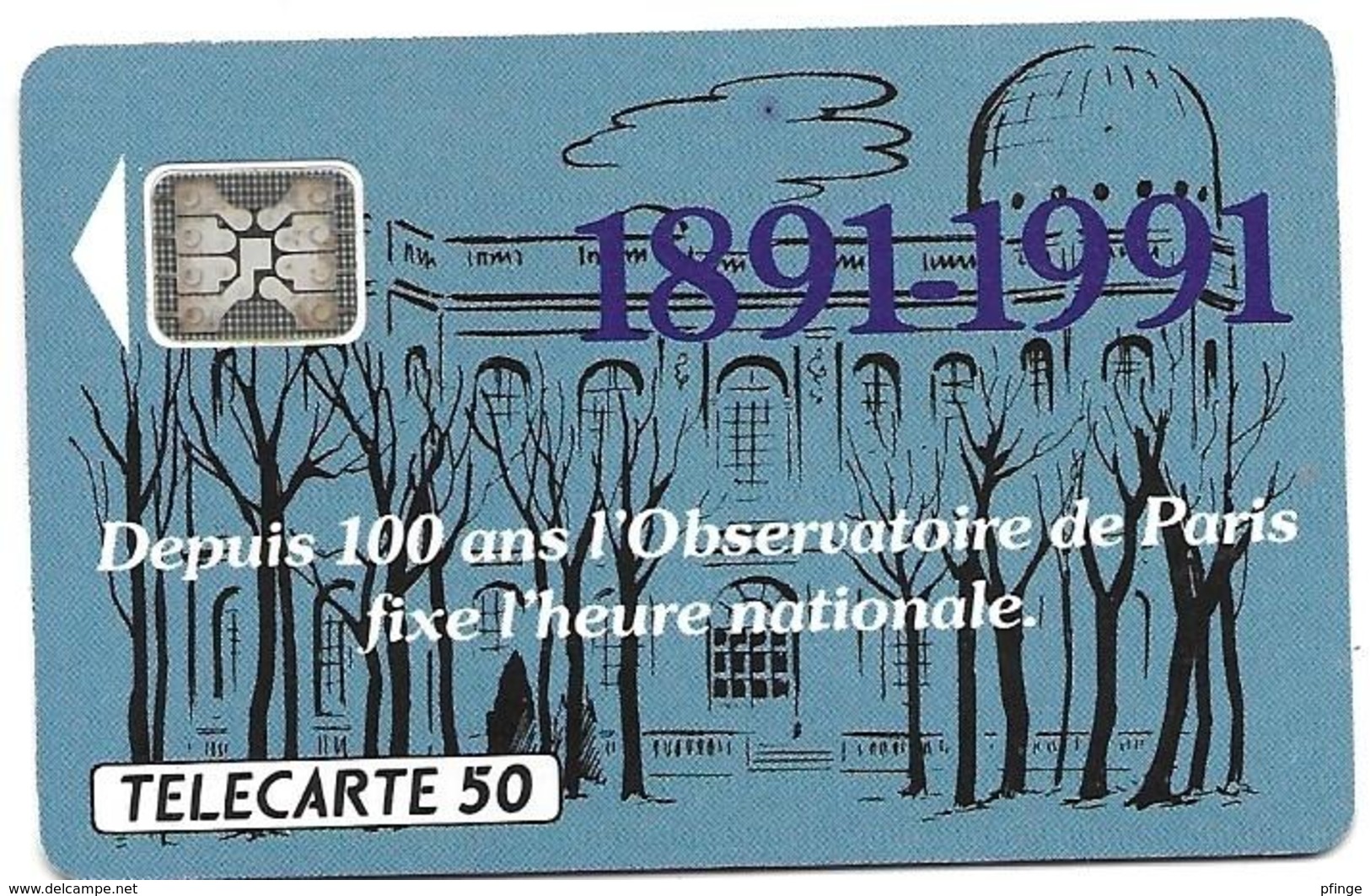 Telecarte 50 - Observatoire De Paris 1891-1991 - Sterrenkunde