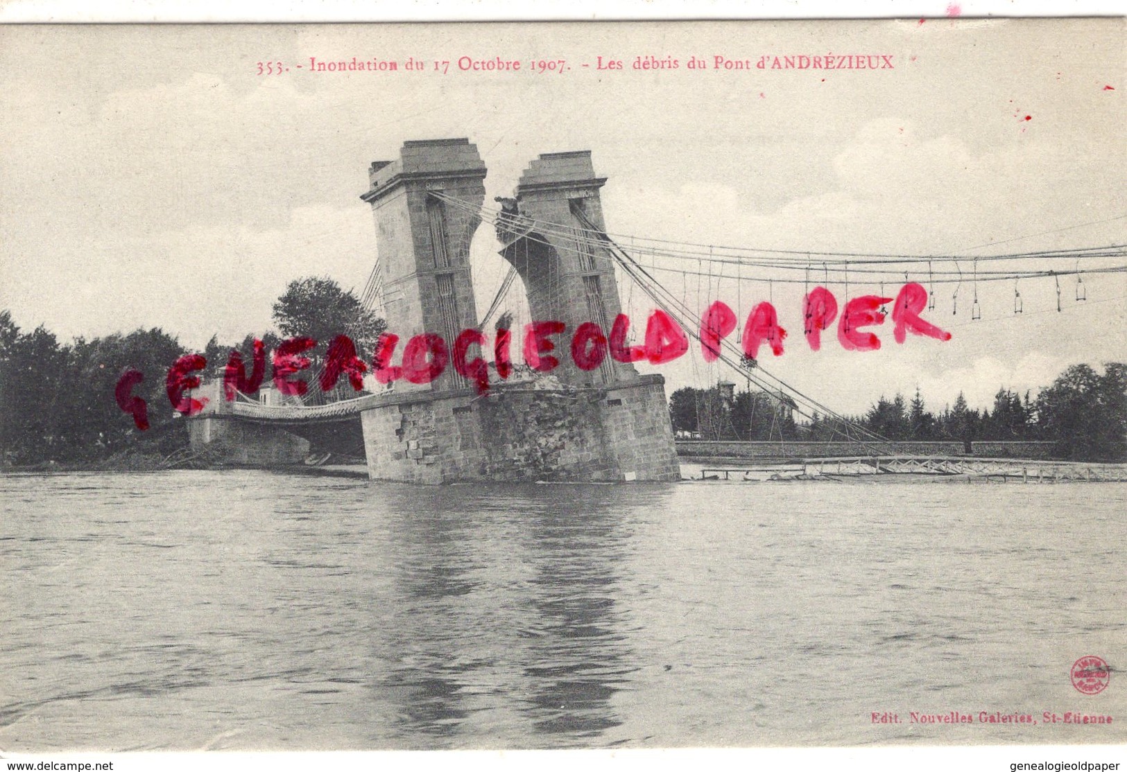 42-  ANDREZIEUX- LES DEBRIS DU PONT INONDATIONS DU 17 OCTOBRE 1907 - Andrézieux-Bouthéon