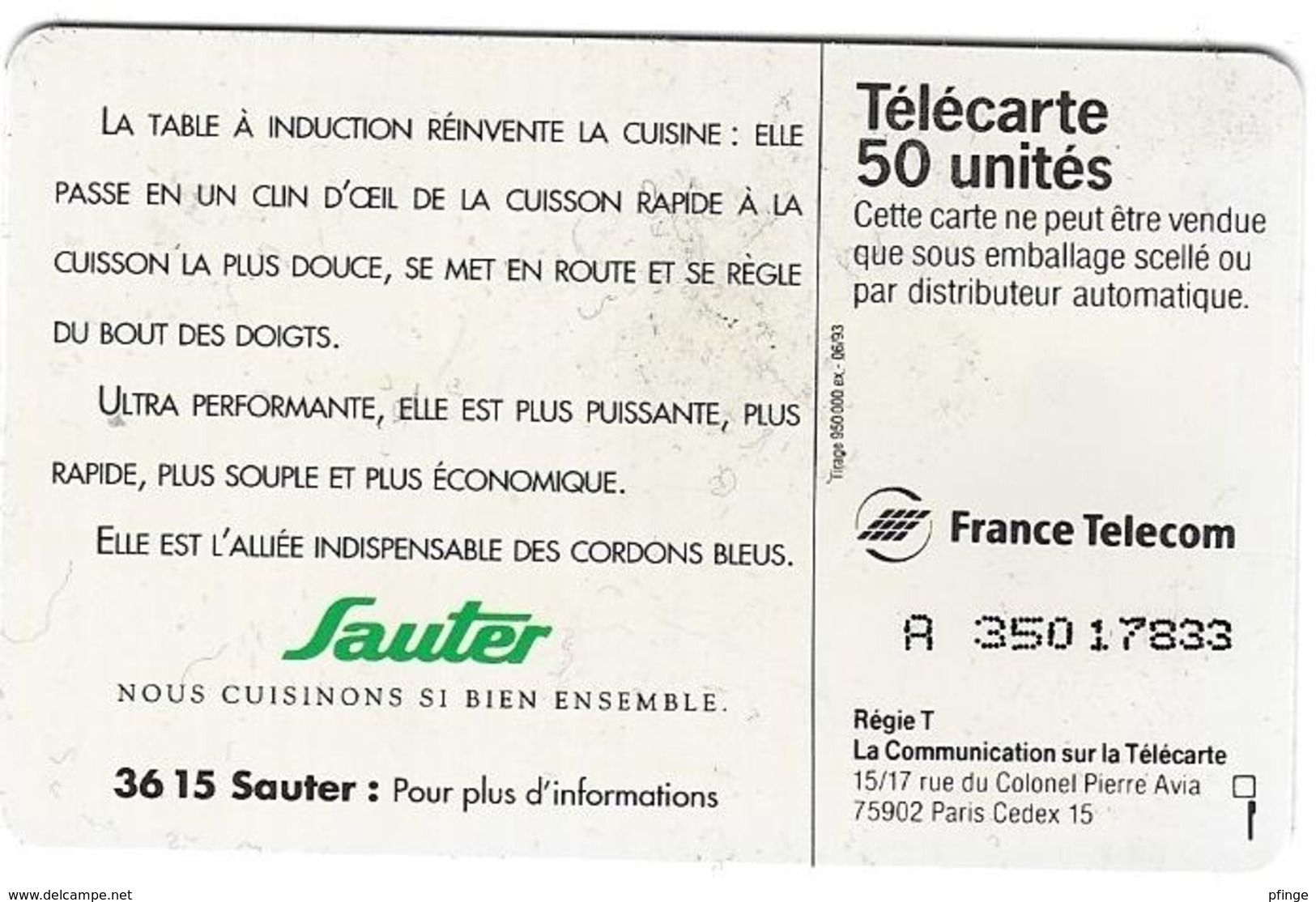 Telecarte 50 - Sauter - Advertising