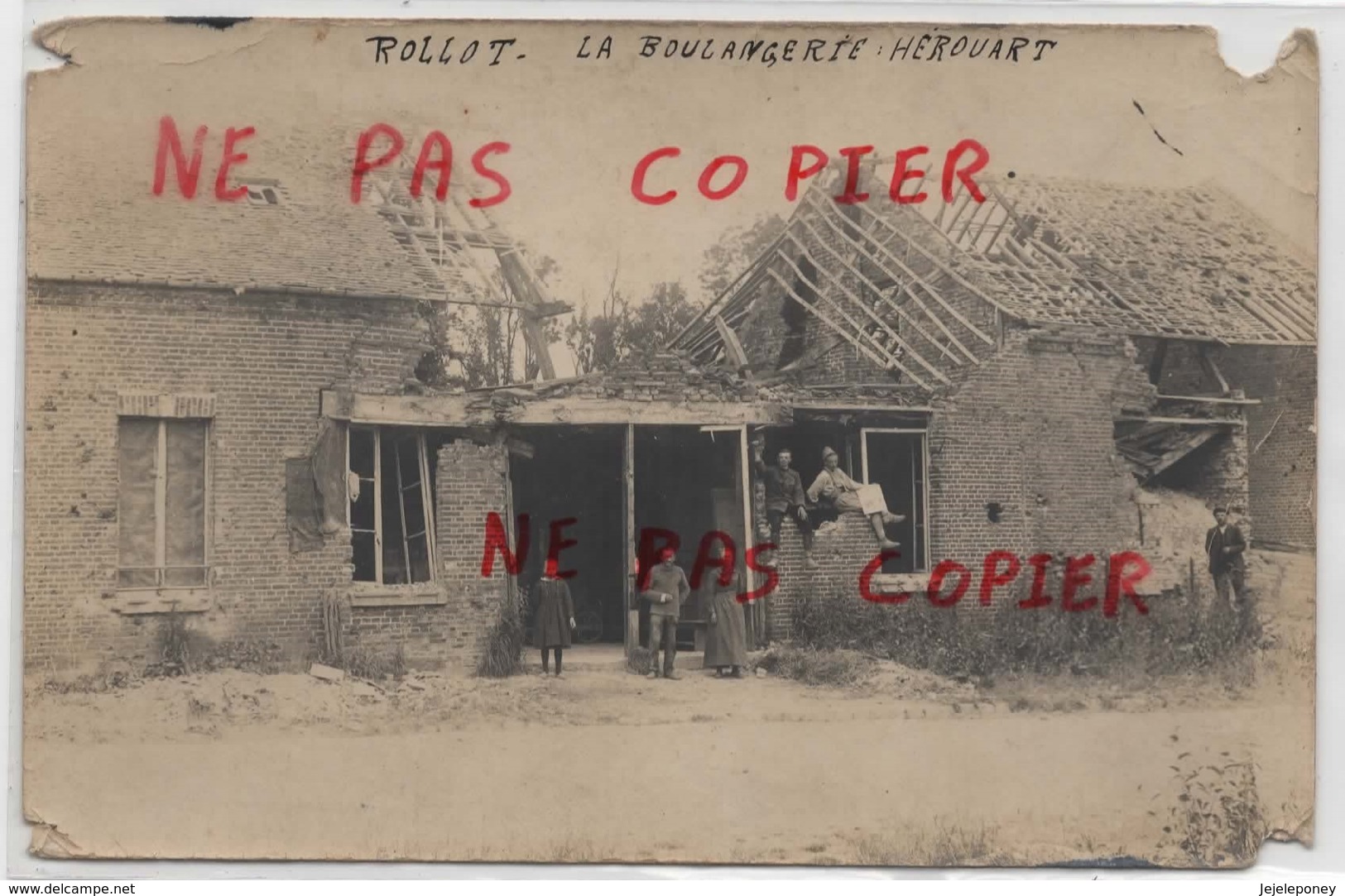 80 - Rollot - ACHAT IMMEDIAT - Rare Carte Photo D'une Boulangerie Détruite - Other & Unclassified