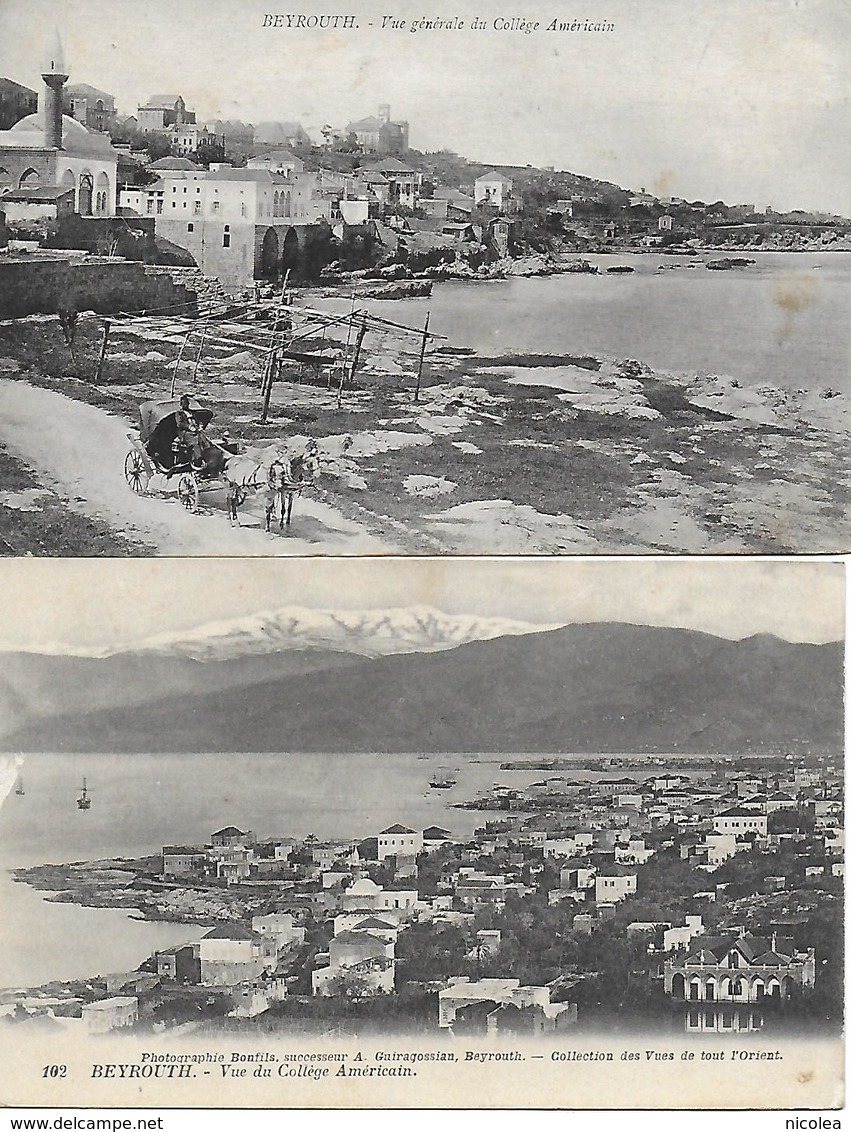 LIBAN LEBANON BEYROUTH 2 VUES DU COLLEGE AMERICAIN  1926 - Lebanon