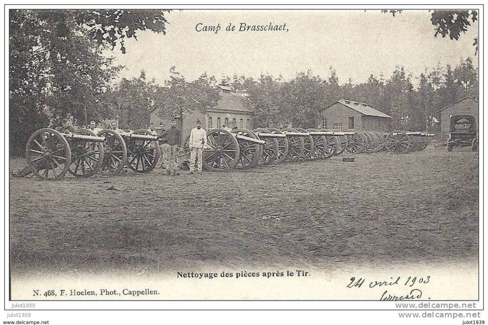 BRASSCHAAT ..-- MILITARIA . Nettoyage Des Pièces Avant Le Tir . 1903 Vers GAND ( Mr Georges  Bricusse ) . Voir Verso . - Brasschaat