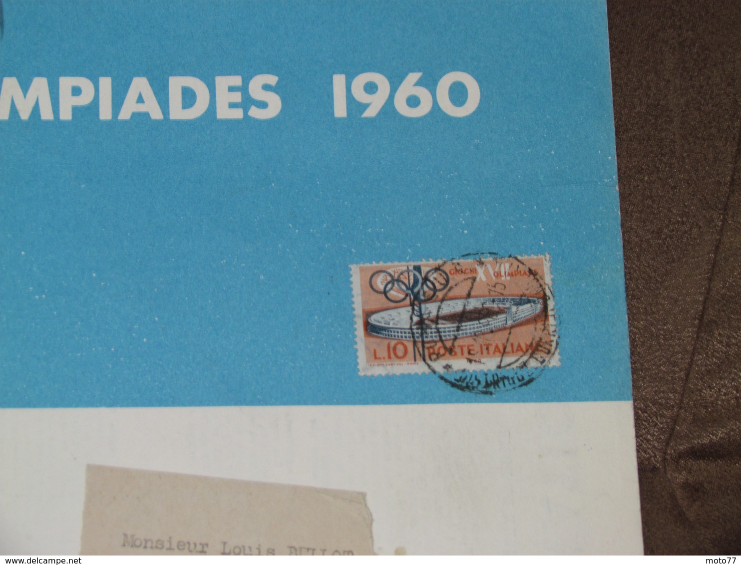 ITALIE / Rome - Document Avec 1 Timbre De 1960 - OLYMPIADES Publicité Classement Médailles N°6 De Sept - Bleu - Non Classificati