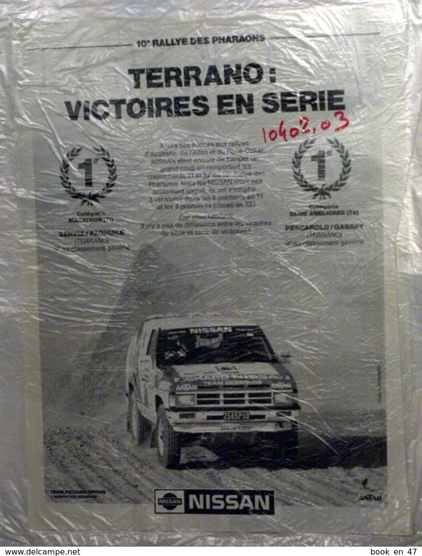 {10402,03} Publicité " Nissan , Rallye Des Pharaons ", Du Paris Match N° 2216 (1991)  " En Baisse " - Publicités