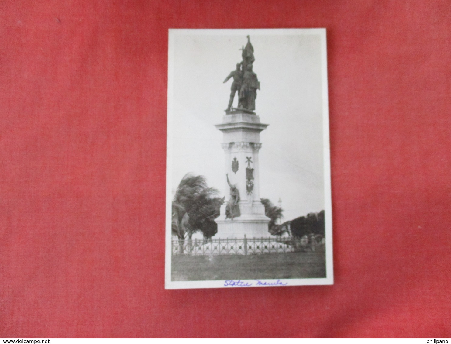 RPPC   Philippines Statue Manila Smaller Size 3 1/4 X 5 1/4-- Black Paper Residue On Back    Ref. 3083 - Philippines