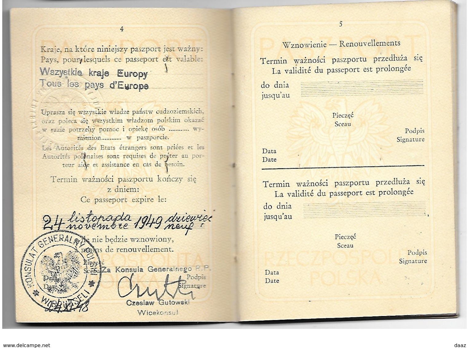 Passeport Passport Reispas  Paszport Polska Pologne Poland 1948 - Non Classificati