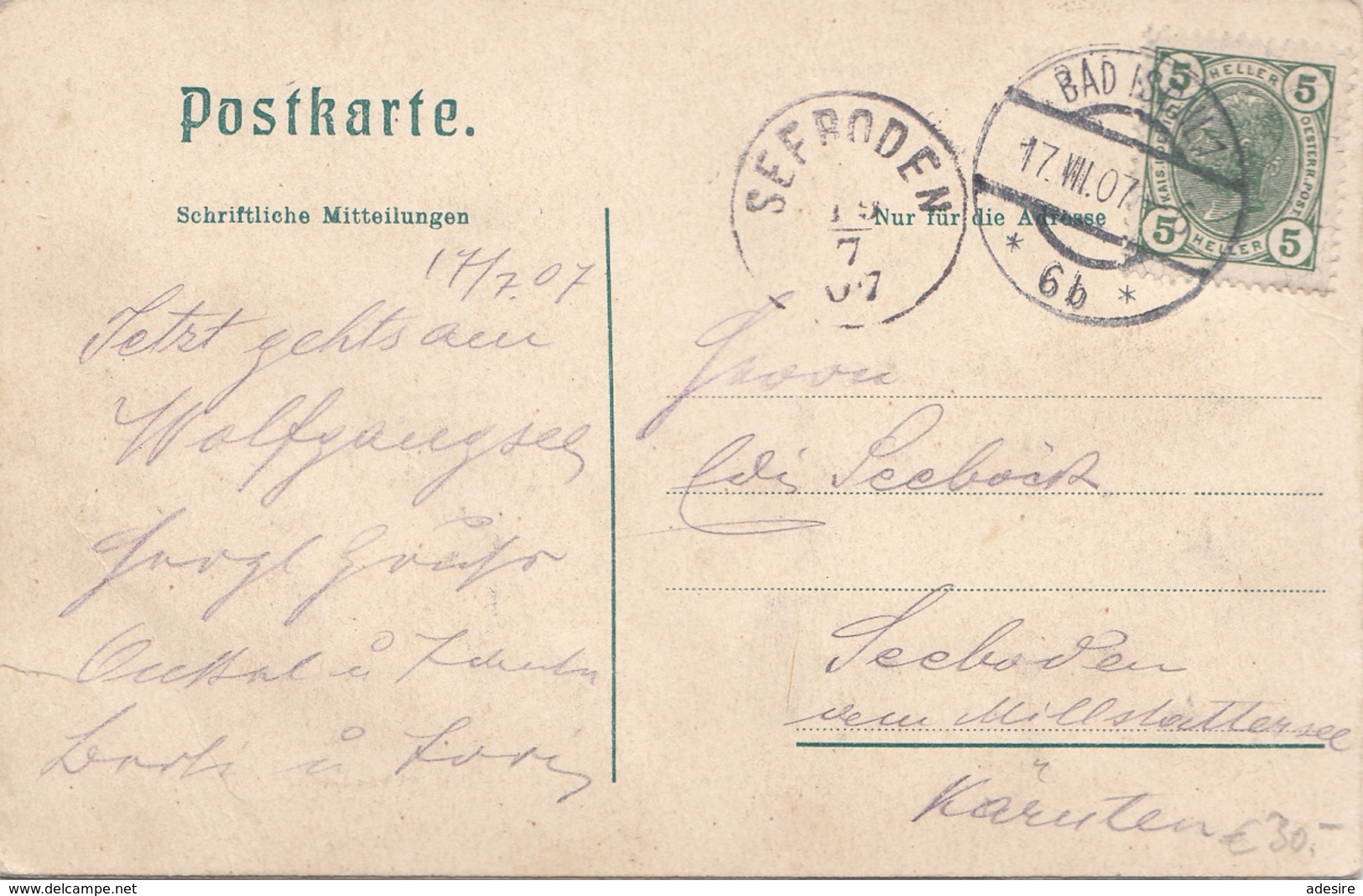 Reliefkarte BAD ISCHL Vom Calvarienberg (OÖ) - Verlag Rehfeld U.Resch Dresden, Gel.1907, Gute Erhaltung - Bad Ischl