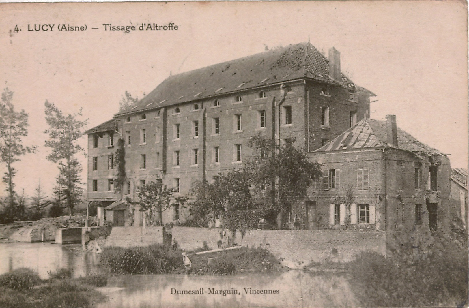 Cpa 02 RIBEMONT Hameau De LUCY Moulin Tissage Daltroff (teinture, Apprêts,bobinage De Fils) Après 1ère Guerre Mondiale - Autres & Non Classés