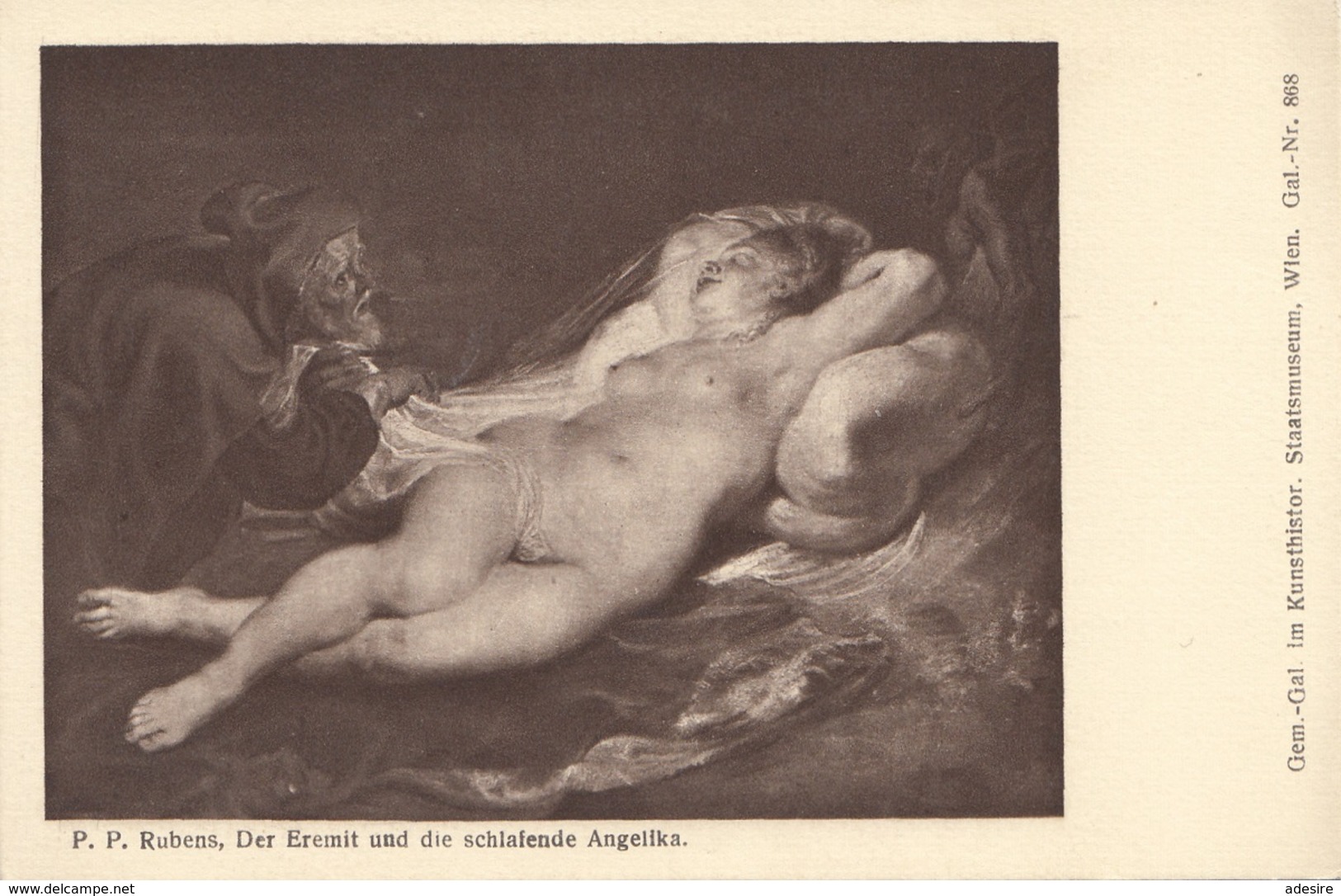 P.P. Rubens DER EREMIT UND DIE SCHLAFENDE ANGELIKA (Gem.-Gal. Im Kunsthist. Staatsmuseum Wien)) - Ungel., Gute Erhaltung - Malerei & Gemälde