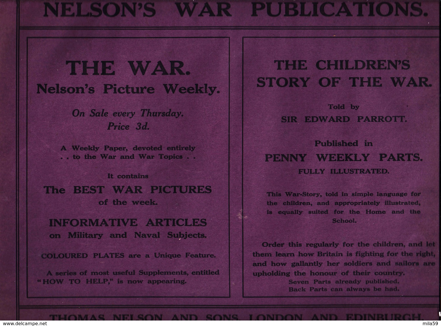 Nelson's Portfolio Of War Pictures. N° 5. 26 Décembre 1914. - Oorlog 1914-18