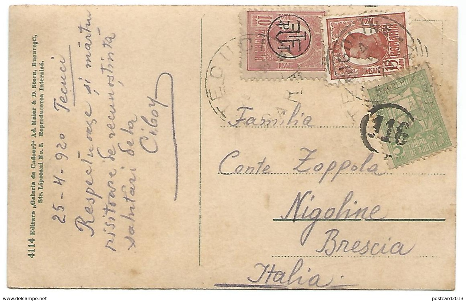 CARTE POSTALE OF TECUCI ( ROMANIA ) PRIMARIA , 1920 . - Romania