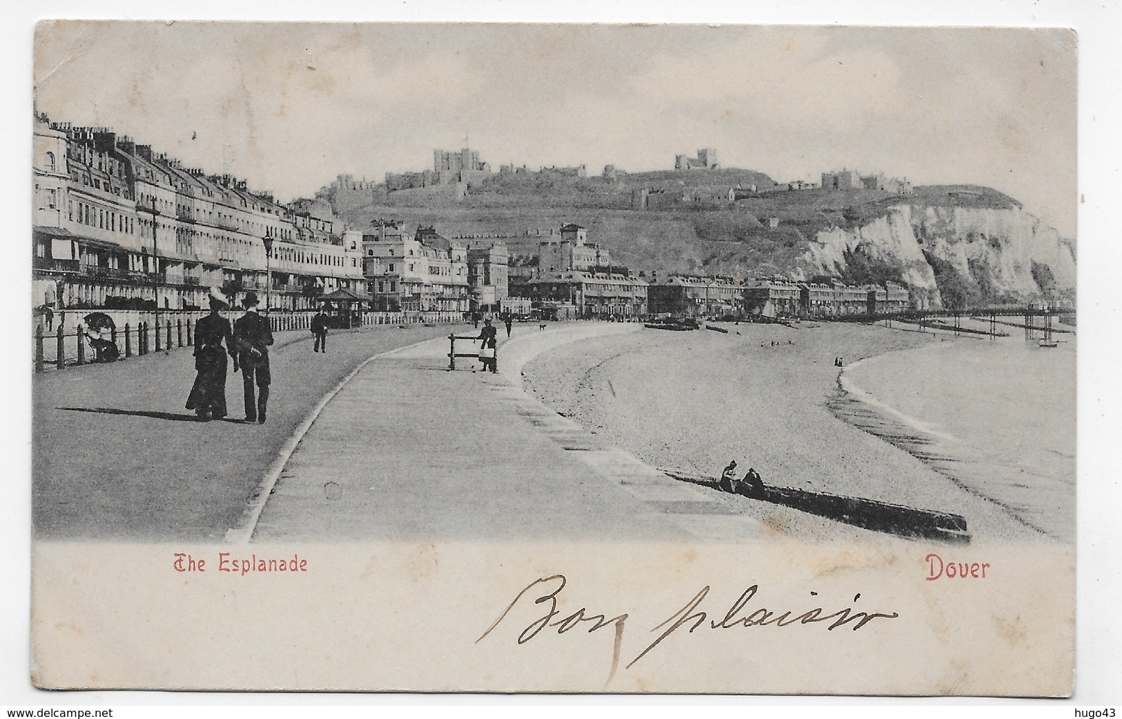 (RECTO / VERSO) DOVER EN 1903 - THE ESPLANADE WITH PEOPLE - PETIT PLI ANGLE HAUT - BEAU TIMBRE ET CACHET - CPA VOYAGEE - Dover