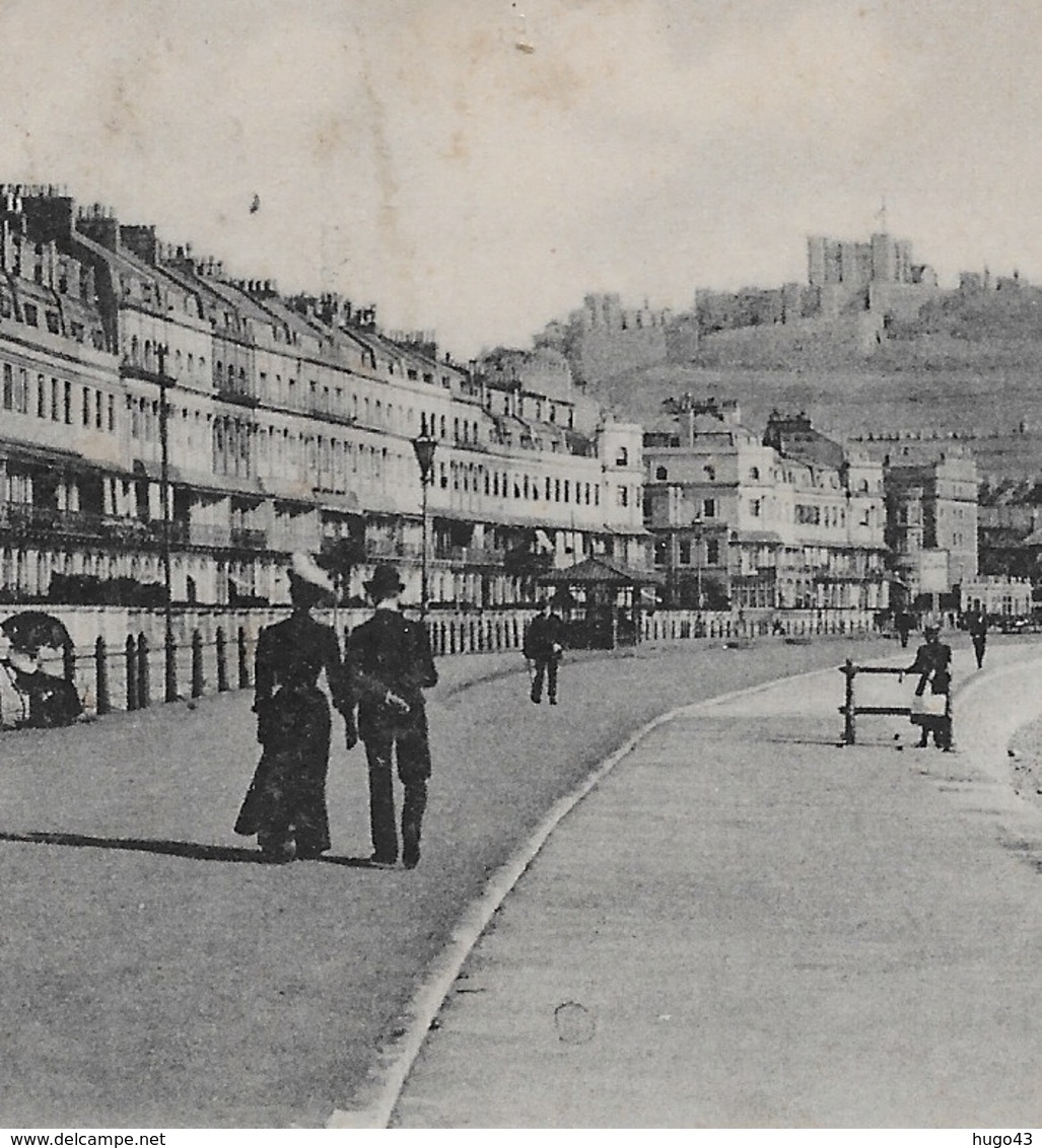 (RECTO / VERSO) DOVER EN 1903 - THE ESPLANADE WITH PEOPLE - PETIT PLI ANGLE HAUT - BEAU TIMBRE ET CACHET - CPA VOYAGEE - Dover