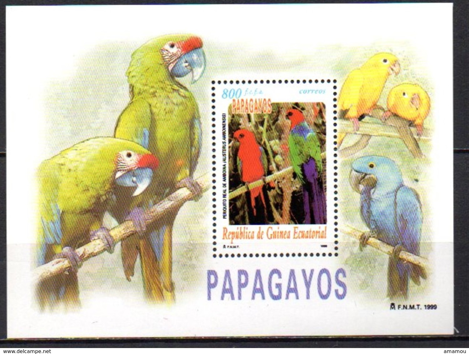 1999- Equatorial Guinea- Parrots Birds- Sheet MNH** - Guinea Ecuatorial