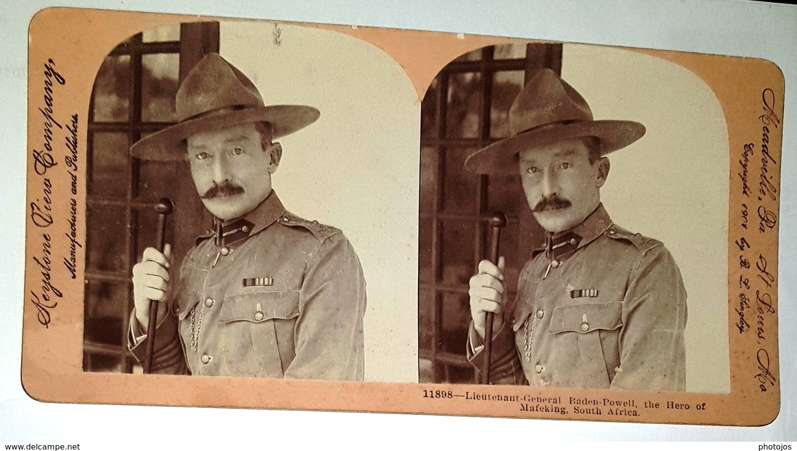 Photo Stereo Fin  XIXème  South Africa Lieutenant Général Baden Powell  .... Scoutisme    Keystone - Stereoscopic