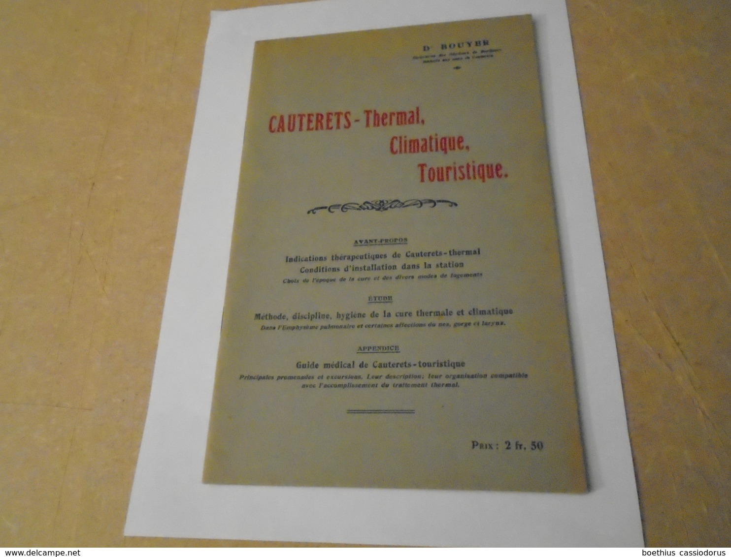 Pyrénées, Pyrénéisme : CAUTERETS-Thermal, Climatique, Touristique.  SD Mais Ex. D'époque, Le Même Que BNF Dr BOUYER - Midi-Pyrénées