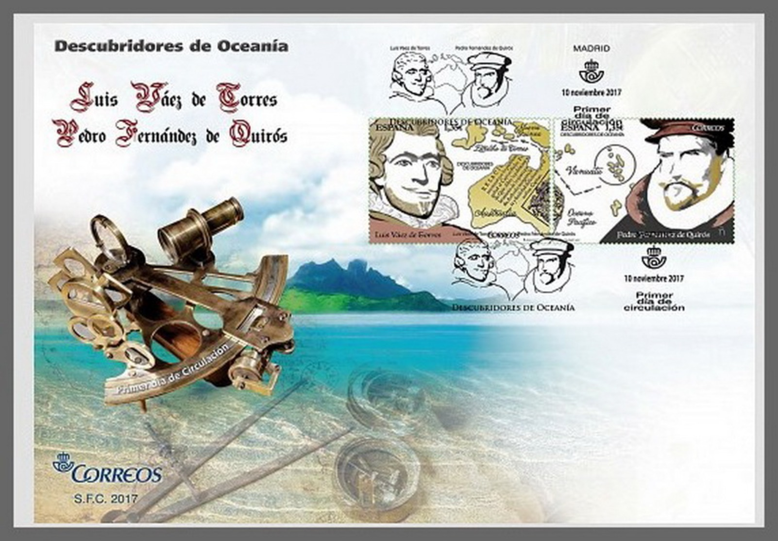 H01 Spain 2017 Discoverers Of Oceania FDC - Ungebraucht