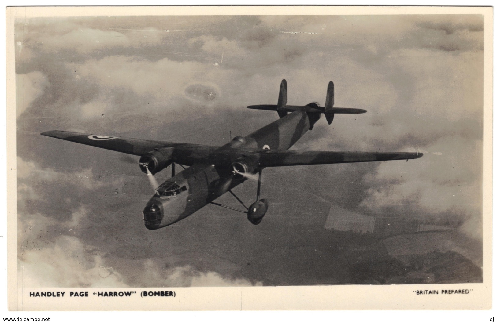 Handley Page " Harrow" (Bomber) Real Photo "Britain Prepared" "The Fighting Services" Photochrom 1930's - Materiale