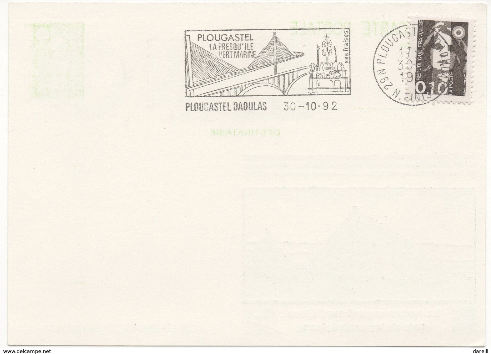 Entier Postal 1992 : Le Nouveau Pont Sur L'Elorn - 29 Plougastel   Le 30/10/1992 (Réf A0489) - Cartes Postales Repiquages (avant 1995)