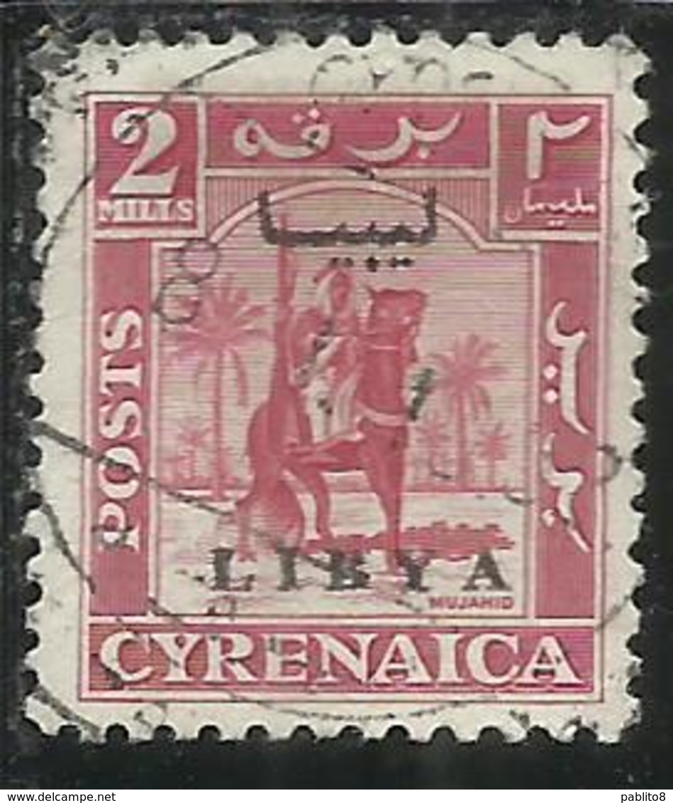 LIBIA LIBYA 1951 REGNO INDIPENDENTE EMISSIONE PER LA CIRENAICA CYRENAICA 2m USATO USED OBLITERE' - Libia