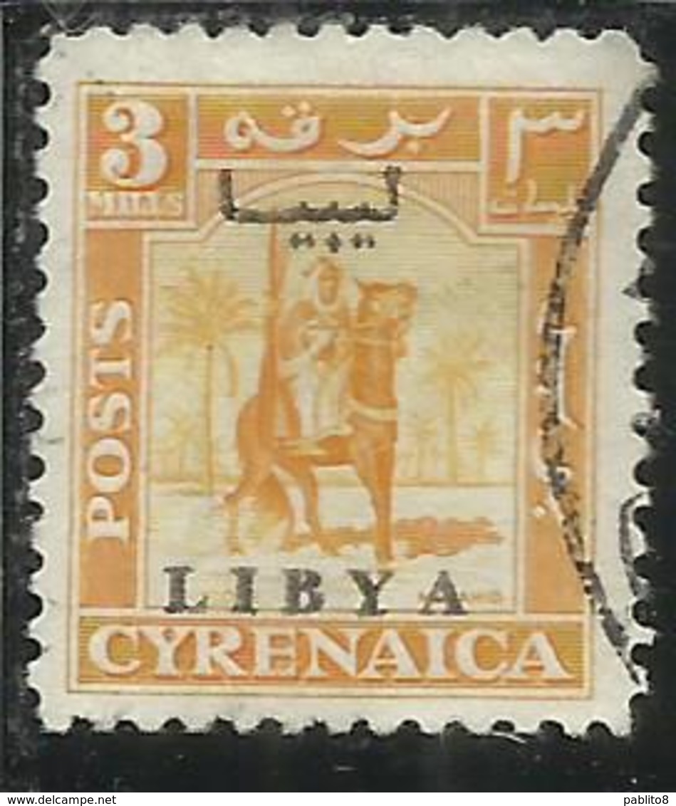 LIBIA LIBYA 1951 REGNO INDIPENDENTE EMISSIONE PER LA CIRENAICA CYRENAICA 3m USATO USED OBLITERE' - Libia