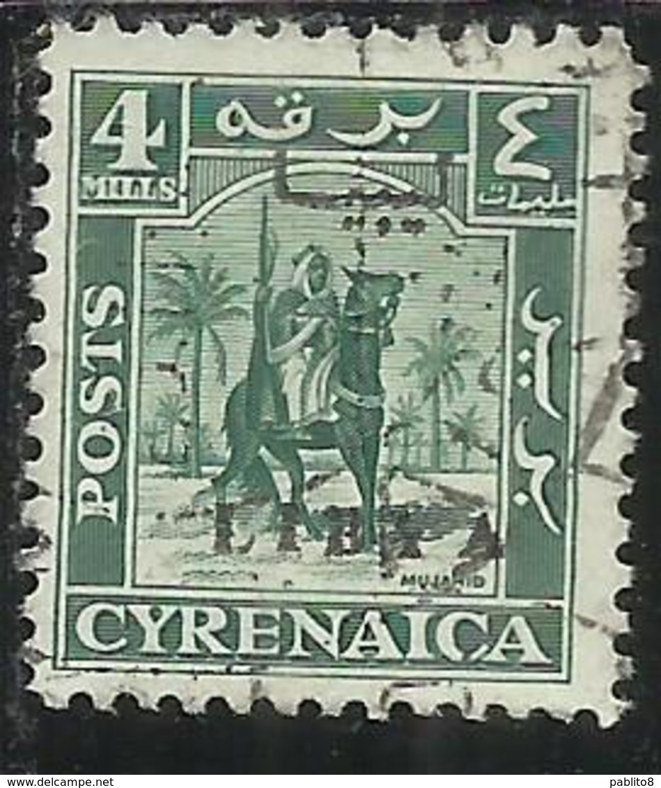 LIBIA LIBYA 1951 REGNO INDIPENDENTE EMISSIONE PER LA CIRENAICA CYRENAICA 4m USATO USED OBLITERE' - Libia
