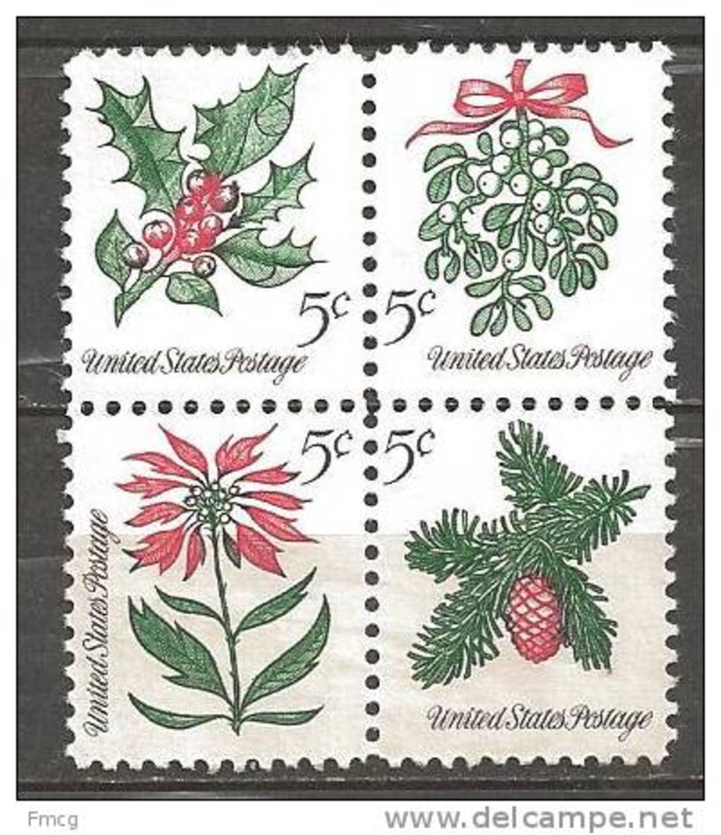 1964 5 Cents Christmas Block Of 4 Mint Never Hinged - Unused Stamps