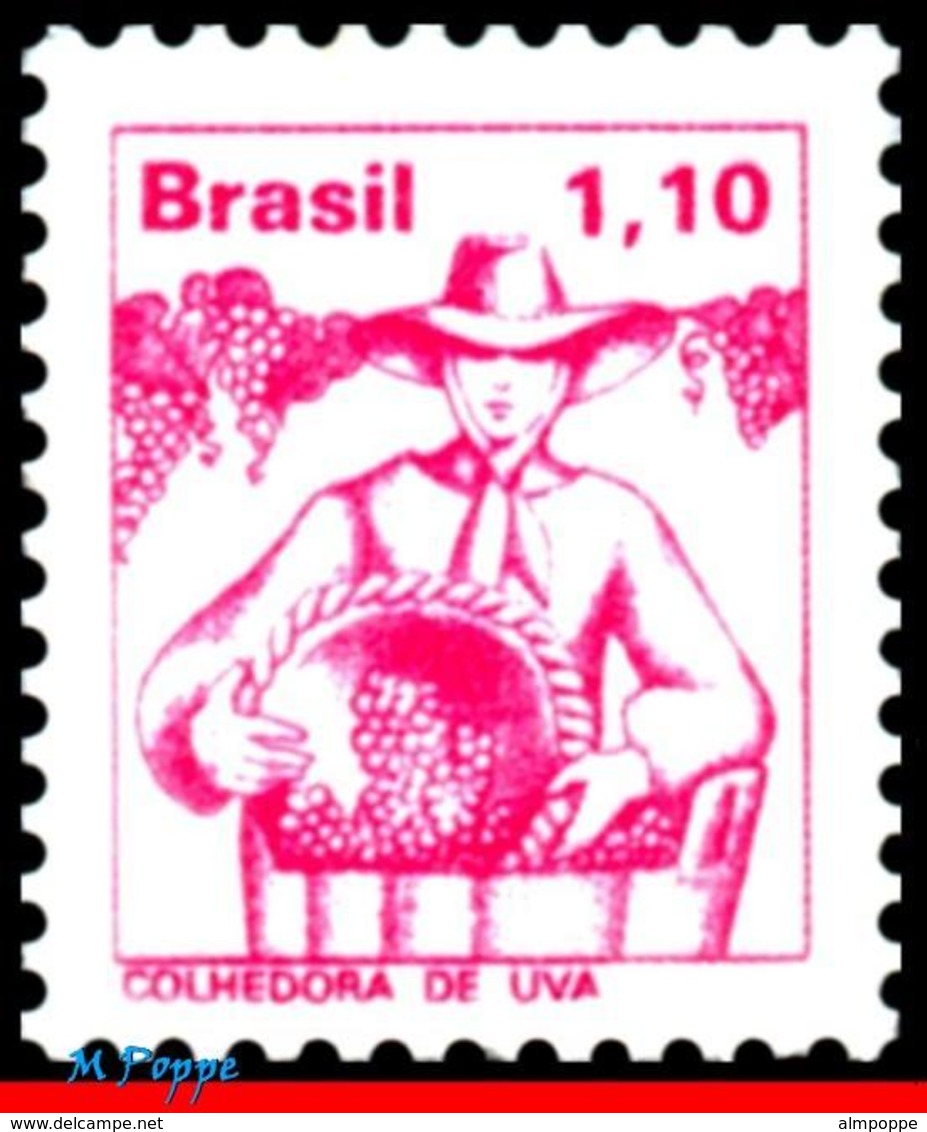 Ref. BR-1449 BRAZIL 1977 JOBS, NATIONAL PROFESSIONS,, GRAPE HARVESTER, MI# 1584, MNH 1V Sc# 1449 - Nuovi