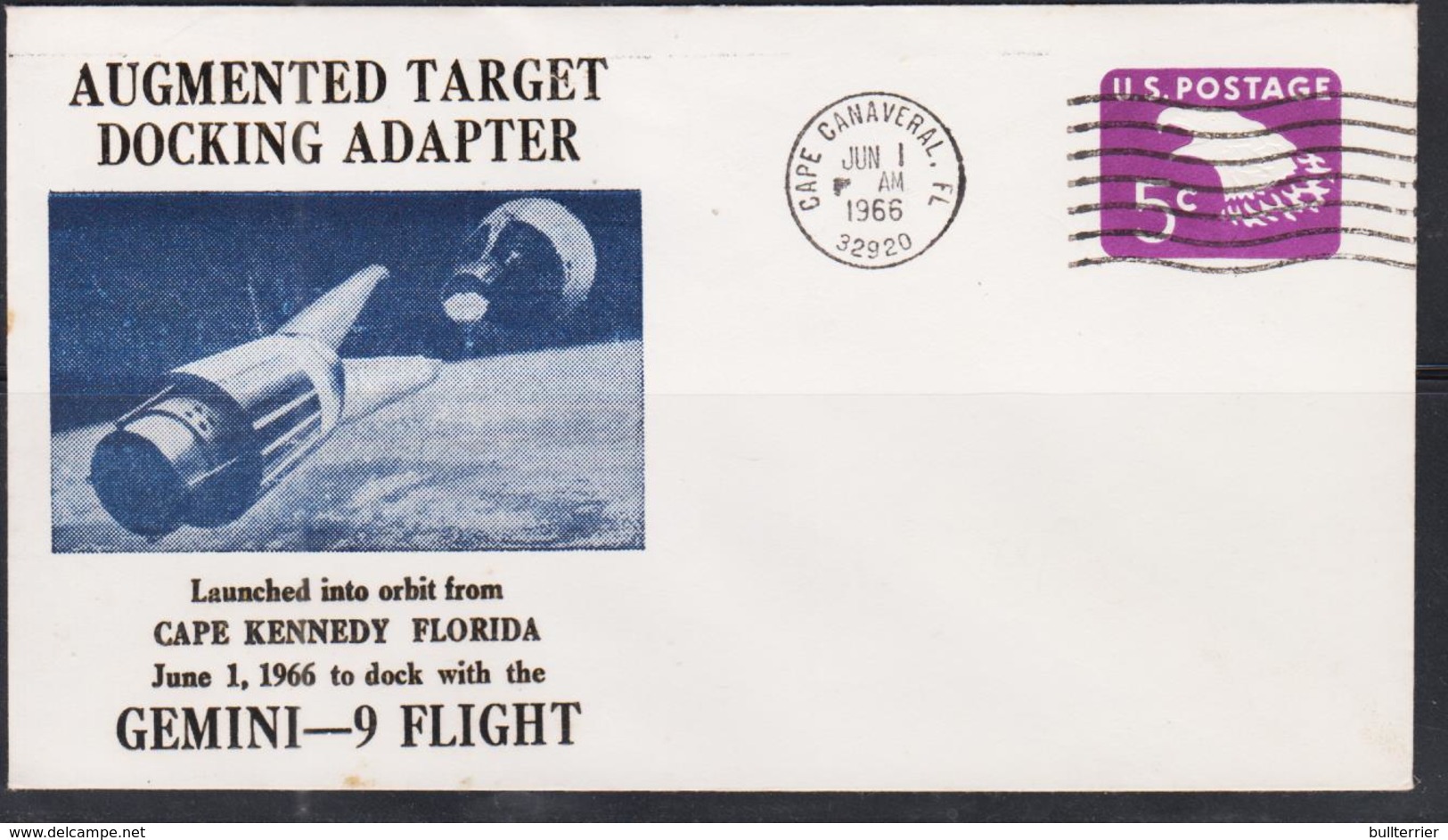 SPACE  - USA-  1966 - GEMINI 6 DOCKING ADAPTOR   ILLUSTRATED  COVER WITH CAPE CANAVERAL  JUN 1 POSTMARK - United States