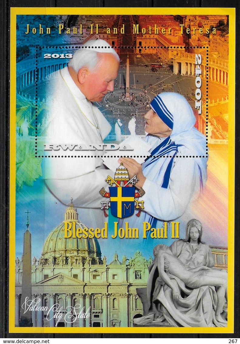 RWANDA  BF ( 2013 ) * *  Pape Jean Paul II Mere Teresa - Madre Teresa