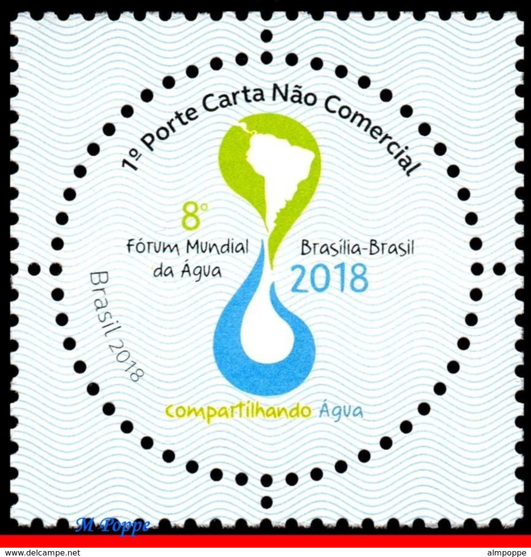 Ref. BR-V2018-01 BRAZIL 2018 NATURE, 8TH WORLD WATER FORUM,, ROUND STAMP, MAPS, SHARING WATER, MNH 1V - Unused Stamps