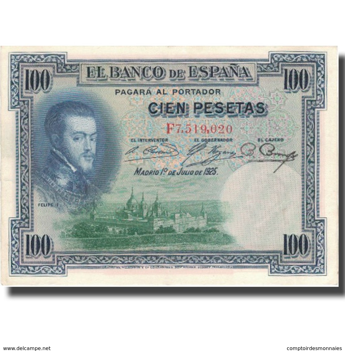 Billet, Espagne, 100 Pesetas, 1925, 1925-07-01, KM:69c, TTB+ - 100 Pesetas