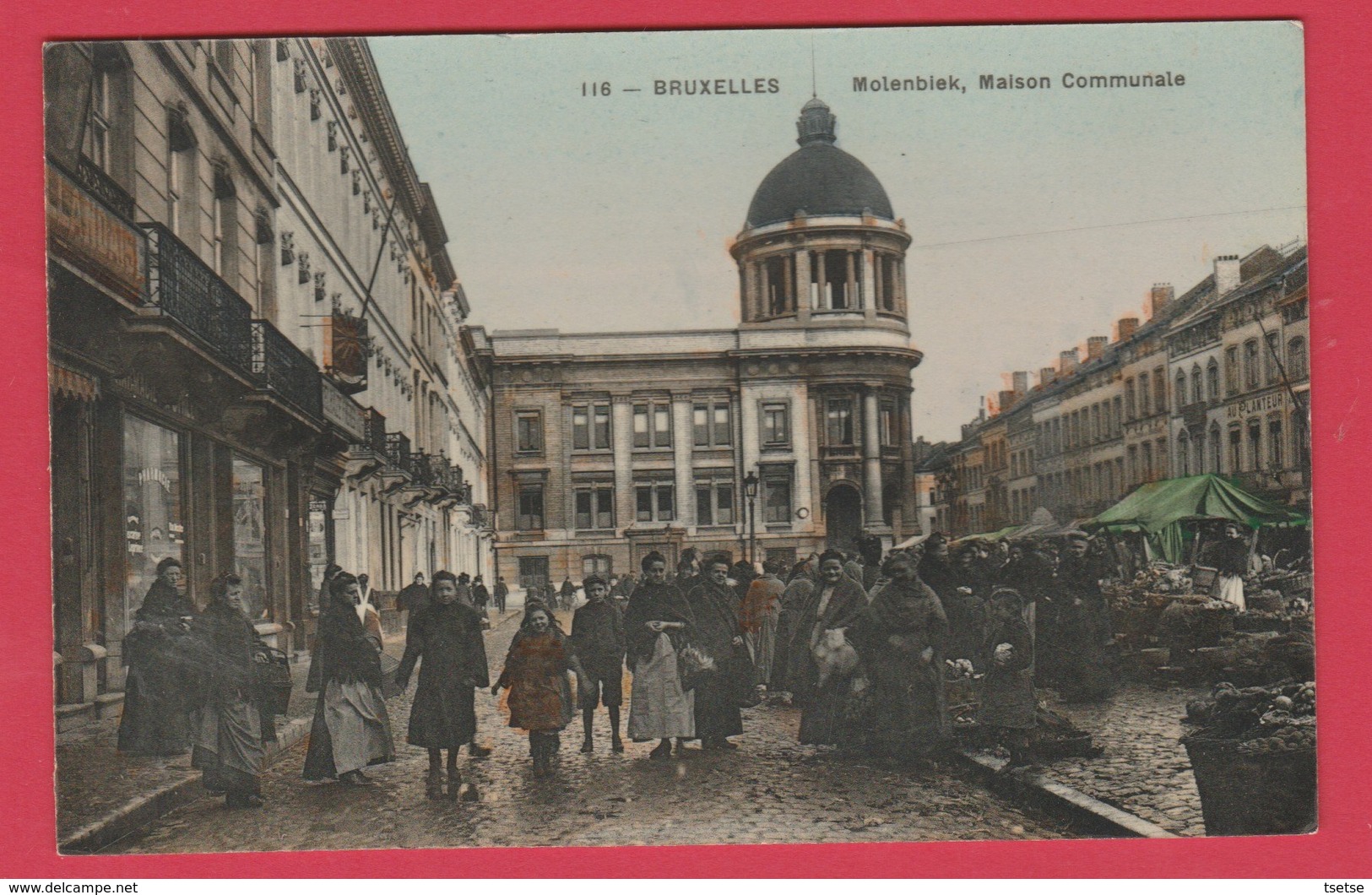 Molenbeek ... Top Carte - Le Marché Et La Maison Communale ... Superbe Animation ( Voir Verso ) - Molenbeek-St-Jean - St-Jans-Molenbeek