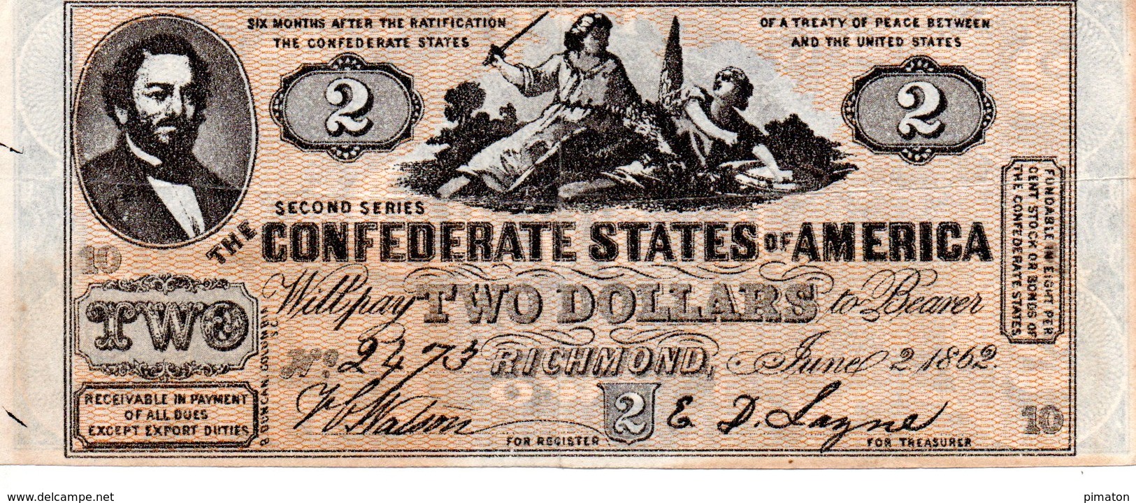 CONFEDERATE STATES Of AMERICA   TWO DOLLARS 1862 - E.Cents De 2, 3 & 20