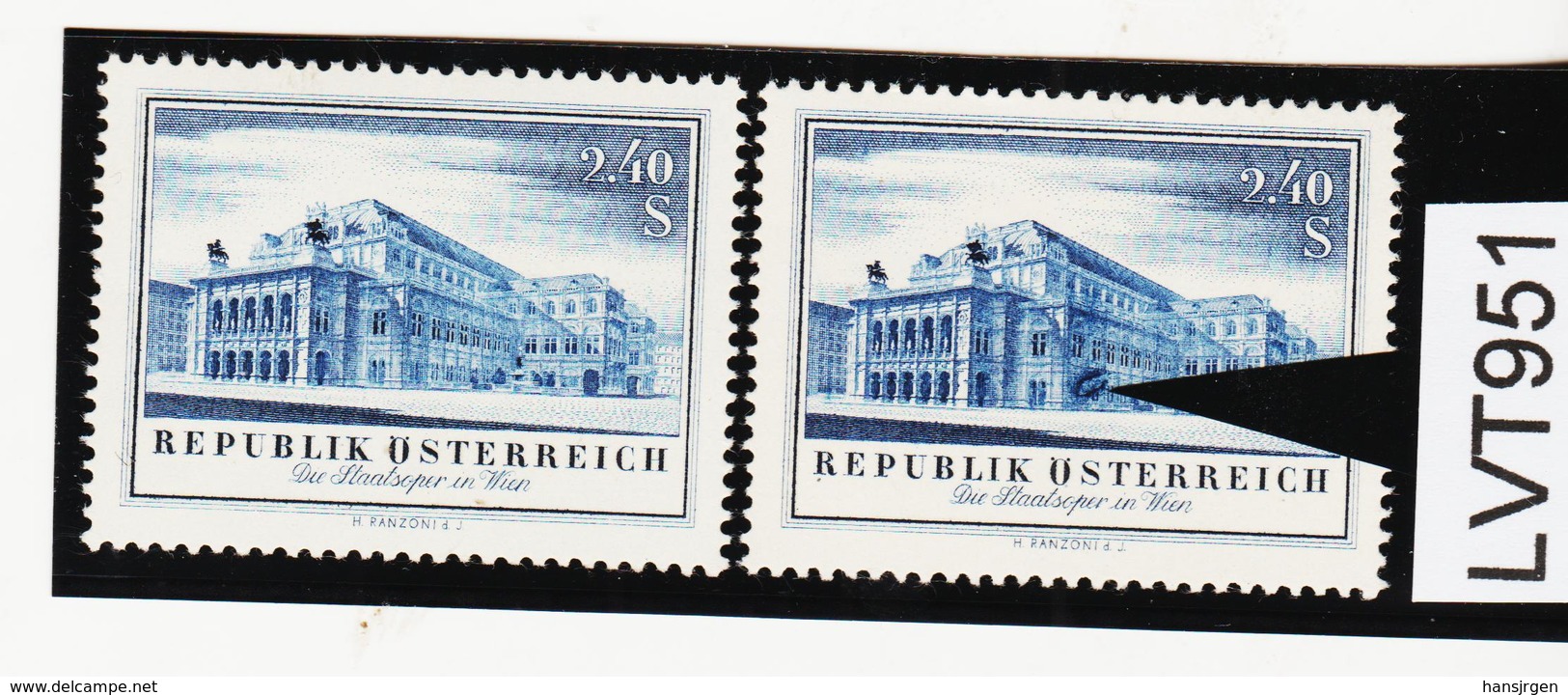 LTV951 ÖSTERREICH 1955 Michl 1030 PLATTENFEHLER GROSSES EINSCHUSSLOCH ** Postfrisch - Abarten & Kuriositäten